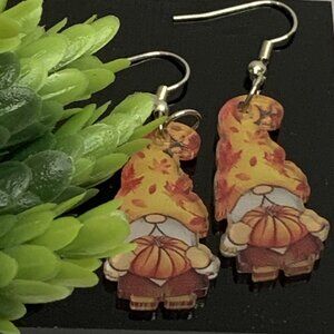 Gnome Earring, Dwarf Earring, Elf Earring, Pumpkin Earring, Fall Earring